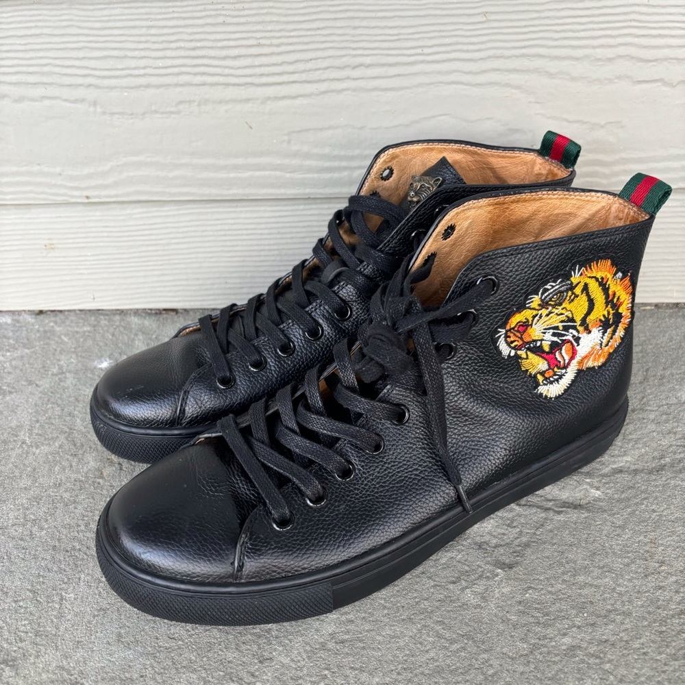 Gucci Tiger Embossed Leather High Tops
